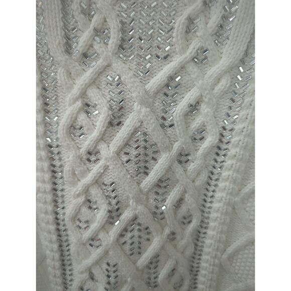 J Crew Cable Knit Crystal Crewneck Sweater - Picture 6 of 7